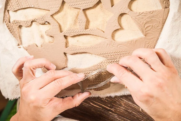 Close-up of a woman potter work — Stock Photo, Image