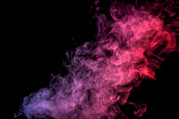 Cloud of smoke of purple, pink isolated background. Background from the smoke of wipe
