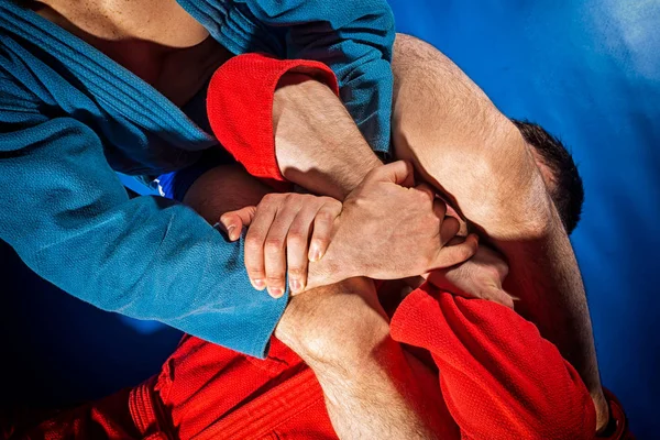 Man Worstelaar Van Sambo Jiu Jitsu Een Kimono Van Het — Stockfoto