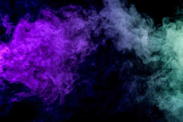 Green Purple Abstract Smoke Pattern Black Background — Stock Photo, Image