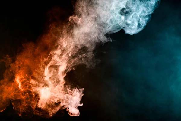 Dense Multicolored Smoke Red Blue Black Isolated Background Background Smoke — Stock Photo, Image