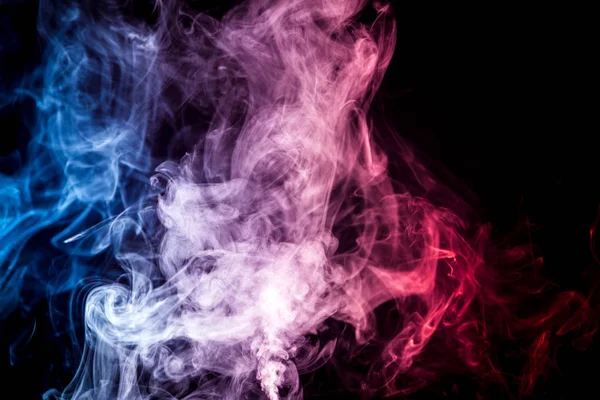 Humo Denso Multicolor Colores Rojo Azul Rosa Sobre Fondo Negro — Foto de Stock