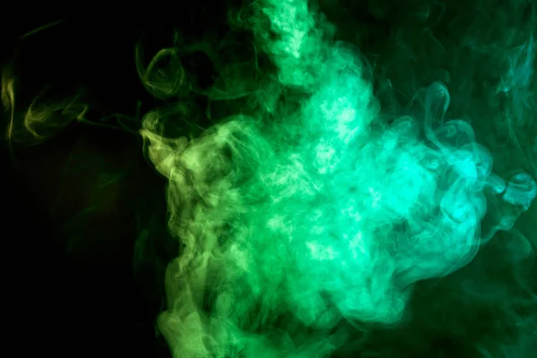 Thick Colorful Smoke Green Yellow Black Isolated Background Background Smoke — Stock Photo, Image