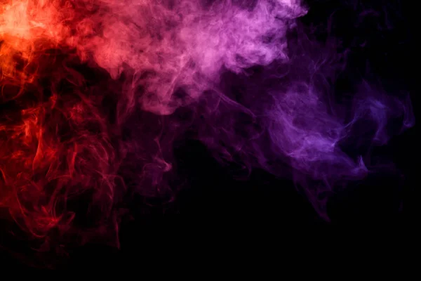 Fumo Colorido Espesso Laranja Rosa Fundo Isolado Preto Antecedentes Fumaça — Fotografia de Stock