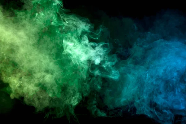 Fumée Épaisse Colorée Vert Sur Fond Noir Isolé Contexte Fumée — Photo