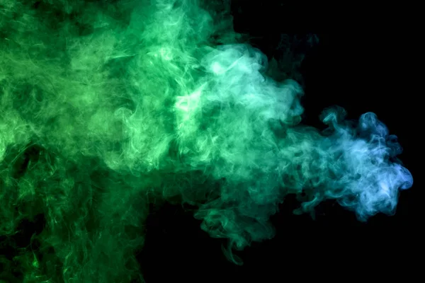 Dicker Bunter Grüner Rauch Auf Schwarzem Isoliertem Hintergrund Hintergrund Aus — Stockfoto