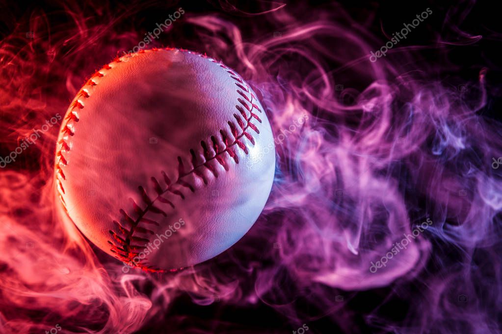 Colorful Baseball Ball Multi Colored Red Smoke Vape Black Isolated