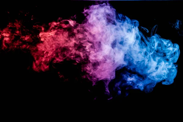 Grueso Humo Color Azul Rojo Sobre Fondo Negro Aislado Fondo — Foto de Stock