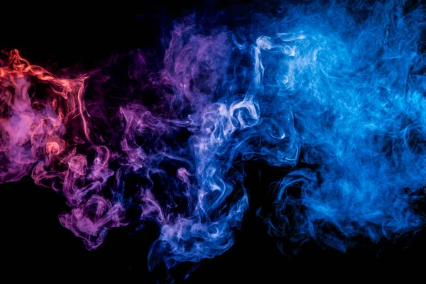 Pink Blue Cloud Smoke Black Isolated Background Background Smoke Vape — Stock Photo, Image