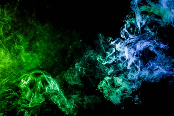 Green Blue Cloud Smoke Black Isolated Background Background Smoke Vape — Stock Photo, Image