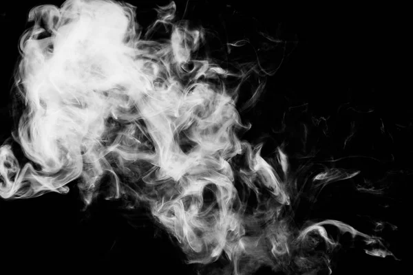 黑色隔离的白色烟雾 — 图库照片