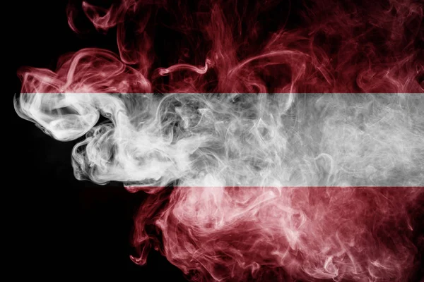 Національний Прапор Австрії Щільною Кольорові Диму Чорному Тлі Ізольовані — стокове фото