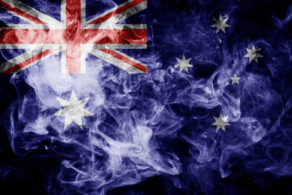 Bandera Nacional Australia Humo Color Grueso Sobre Fondo Negro Aislado —  Fotos de Stock
