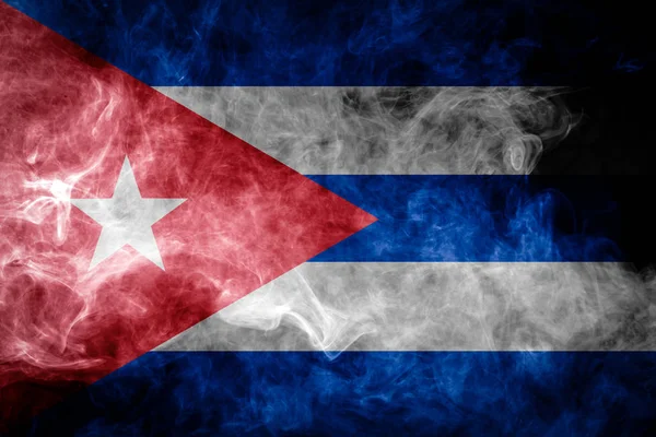 Bandeira Nacional Cuba Densa Fumaça Colorida Fundo Isolado Preto — Fotografia de Stock