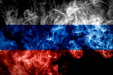 Rusya'nın ulusal bayrağını kalın siyah bir izole arka plan üzerinde duman renkli