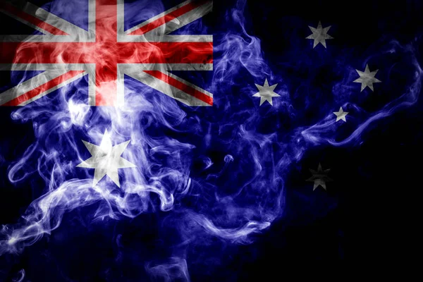 Bandera Nacional Australia Humo Color Grueso Sobre Fondo Negro Aislado —  Fotos de Stock