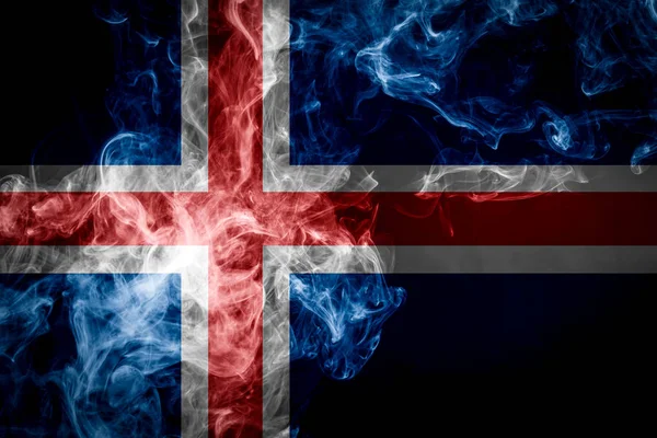 Bandera Nacional Islandia Humo Color Grueso Sobre Fondo Negro Aislado — Foto de Stock