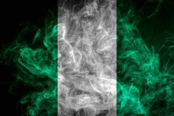 Bandera Nacional Nigeria Humo Color Grueso Sobre Fondo Negro Aislado — Foto de Stock