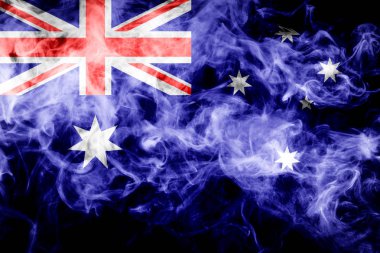 Avustralya Ulusal bayrak üzerinden kalın siyah bir izole arka plan üzerinde duman renkli