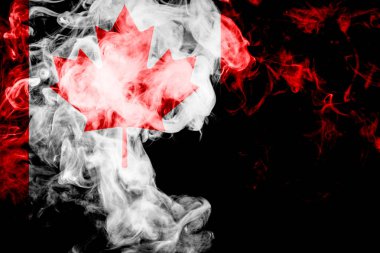 Kanada ulusal bayrak üzerinden kalın siyah bir izole arka plan üzerinde duman renkli