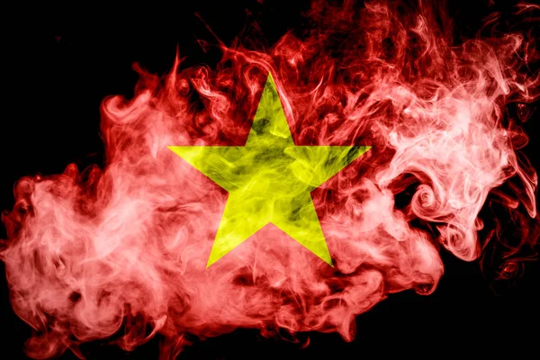 Bendera Nasional Vietnam Dari Asap Berwarna Tebal Pada Latar Belakang — Stok Foto
