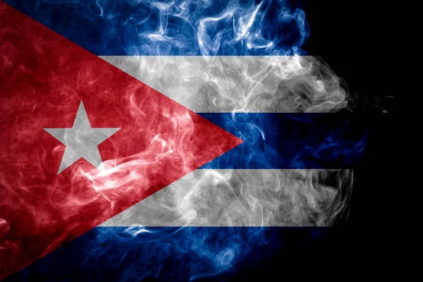 Государственный Флаг Кубы Густого Цветного Дыма Черном Изолированном Фоне — стоковое фото
