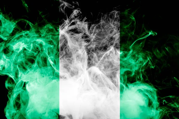 Bandera Nacional Nigeria Humo Color Grueso Sobre Fondo Negro Aislado — Foto de Stock