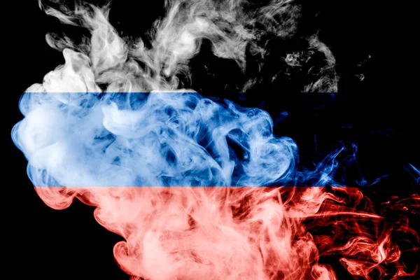 Flagga Ryssland Från Tjock Färgad Rök Svart Isolerade Bakgrund — Stockfoto
