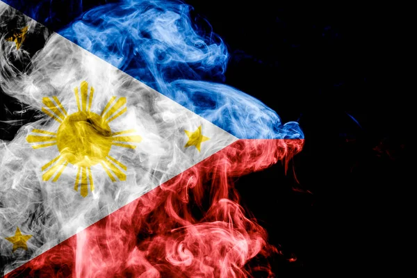 Flagga Filippinerna Från Tjock Färgad Rök Svart Isolerade Bakgrund — Stockfoto