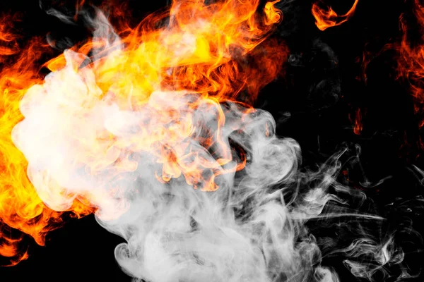 火焰的背景 彩色烟雾在黑色孤立的背景 Vape — 图库照片