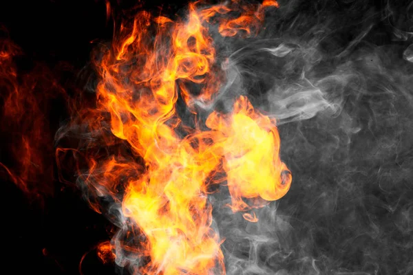 Thick Fiary Smoke Black Isolated Background Fire Flames Background — Stock Photo, Image