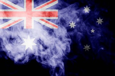 Avustralya Ulusal bayrak üzerinden kalın siyah bir izole arka plan üzerinde duman renkli