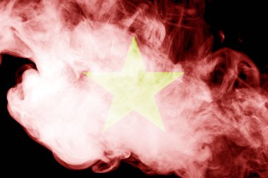 Vietnam ulusal bayrak üzerinden kalın siyah bir izole arka plan üzerinde duman renkli