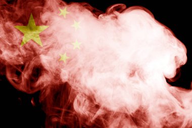 Çin Ulusal bayrak üzerinden kalın siyah bir izole arka plan üzerinde duman renkli