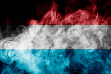 Lüksemburg ulusal bayrak üzerinden kalın siyah bir izole arka plan üzerinde duman renkli