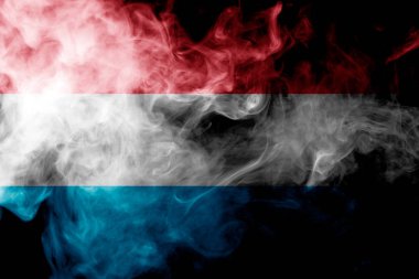 Lüksemburg ulusal bayrak üzerinden kalın siyah bir izole arka plan üzerinde duman renkli