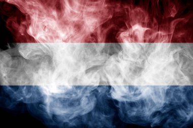 Hollanda ulusal bayrak üzerinden kalın siyah bir izole arka plan üzerinde duman renkli