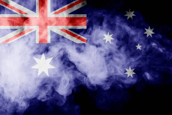 Bandera Nacional Australia Humo Color Grueso Sobre Fondo Negro Aislado —  Fotos de Stock