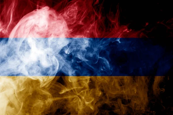 Государственный Флаг Армении Густого Цветного Дыма Черном Изолированном Фоне — стоковое фото