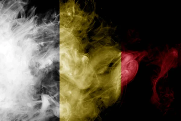 Nationale Vlag Van België Uit Dikke Gekleurde Rook Een Zwarte — Stockfoto