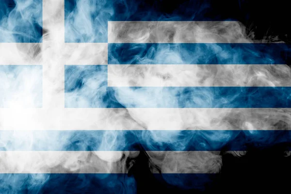 Bandera Nacional Grecia Humo Color Grueso Sobre Fondo Negro Aislado — Foto de Stock