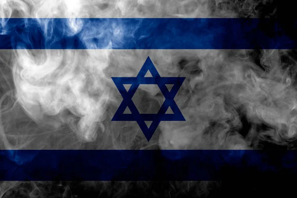 Bandera Nacional Israel Humo Color Grueso Sobre Fondo Negro Aislado — Foto de Stock