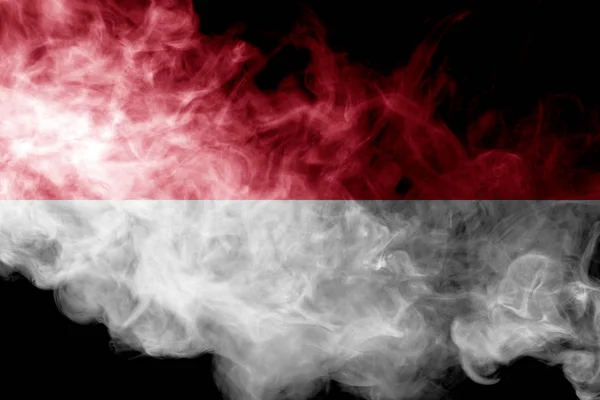 Государственный Флаг Индонезии Густого Цветного Дыма Черном Изолированном Фоне — стоковое фото
