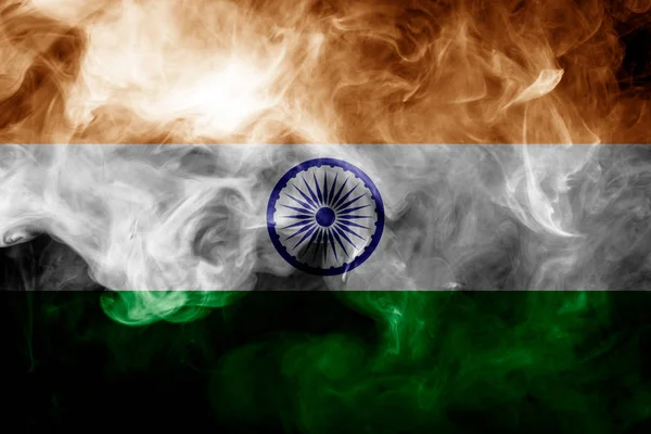 Nationale Vlag Van India Van Dikke Gekleurde Rook Een Zwarte — Stockfoto