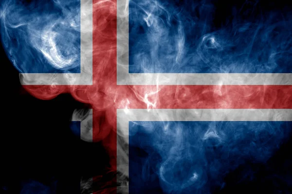 Bandera Nacional Islandia Humo Color Grueso Sobre Fondo Negro Aislado — Foto de Stock