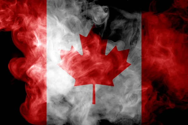 Kanada Flagga Från Tjock Färgad Rök Svart Isolerade Bakgrund — Stockfoto