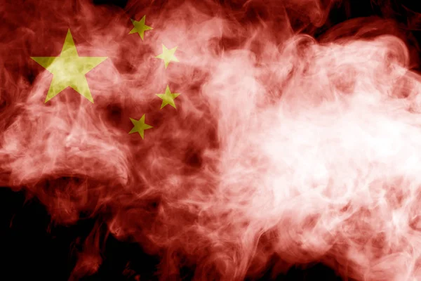 Bandeira Nacional China Fumaça Colorida Grossa Fundo Isolado Preto — Fotografia de Stock