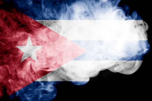 Bandiera Nazionale Cuba Fumo Colore Spesso Uno Sfondo Nero Isolato — Foto Stock