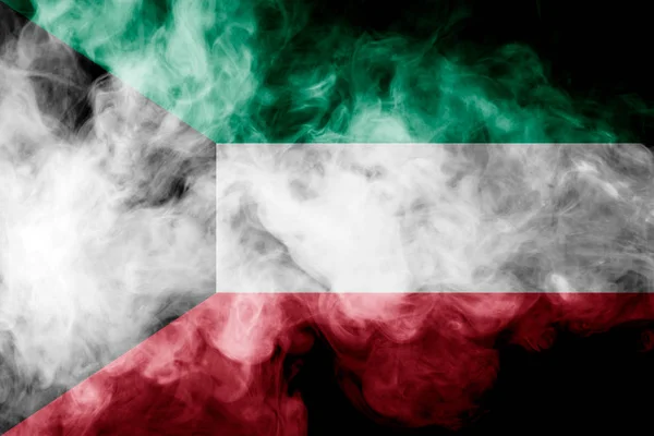 Εθνική Σημαία Του Κουβέιτ Από Χοντρό Χρωματιστό Καπνού Πάνω Μαύρο — Φωτογραφία Αρχείου