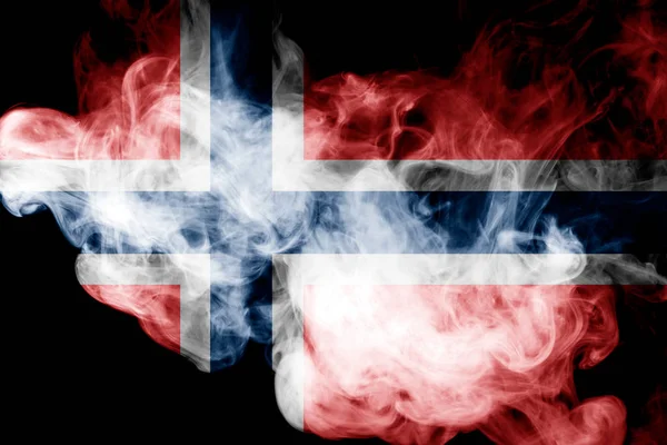 Bandera Nacional Noruega Humo Color Grueso Sobre Fondo Negro Aislado — Foto de Stock